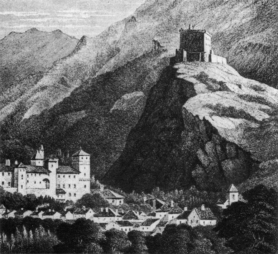 4 - Veduta del castello da una stampa ottocentesca dell Aubert