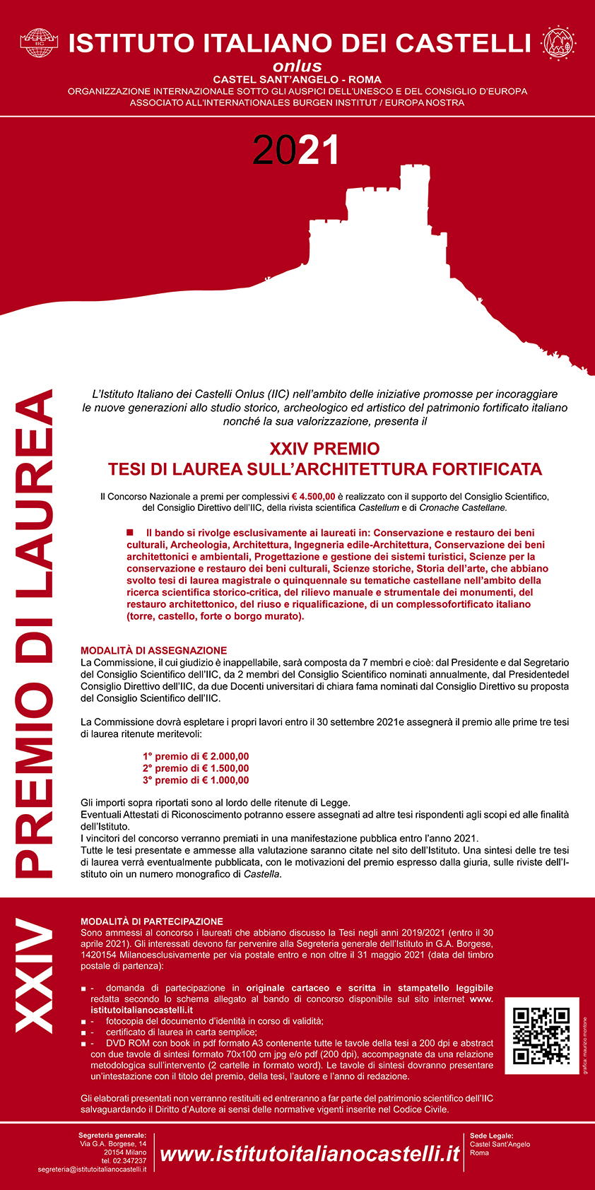 XXIV Premio di Laurea sull’Architettura Fortificata