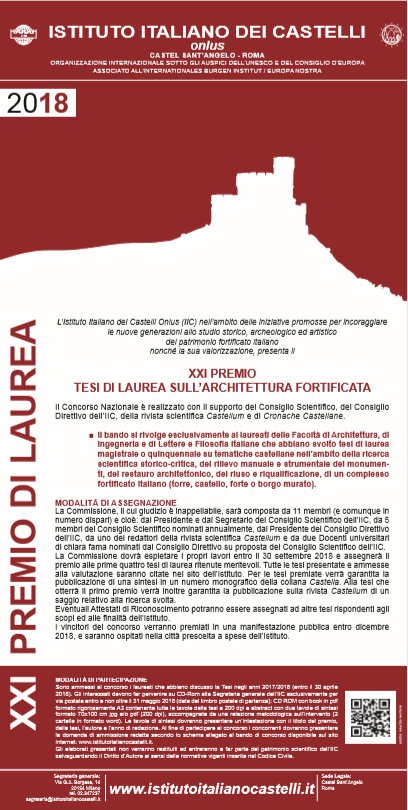 XXI Premio di Laurea sull’Architettura Fortificata