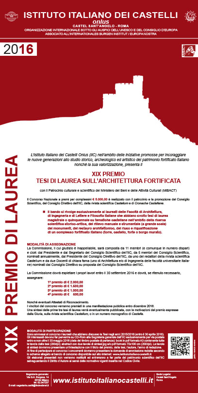 XIX Premio di Laurea sull’Architettura Fortificata