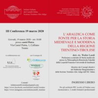 Sezione Trentino-Alto Adige – Conferenza: L’araldica come fonte per la storia medievale e moderna della regione Trentino-Tirolese (RINVIATA)