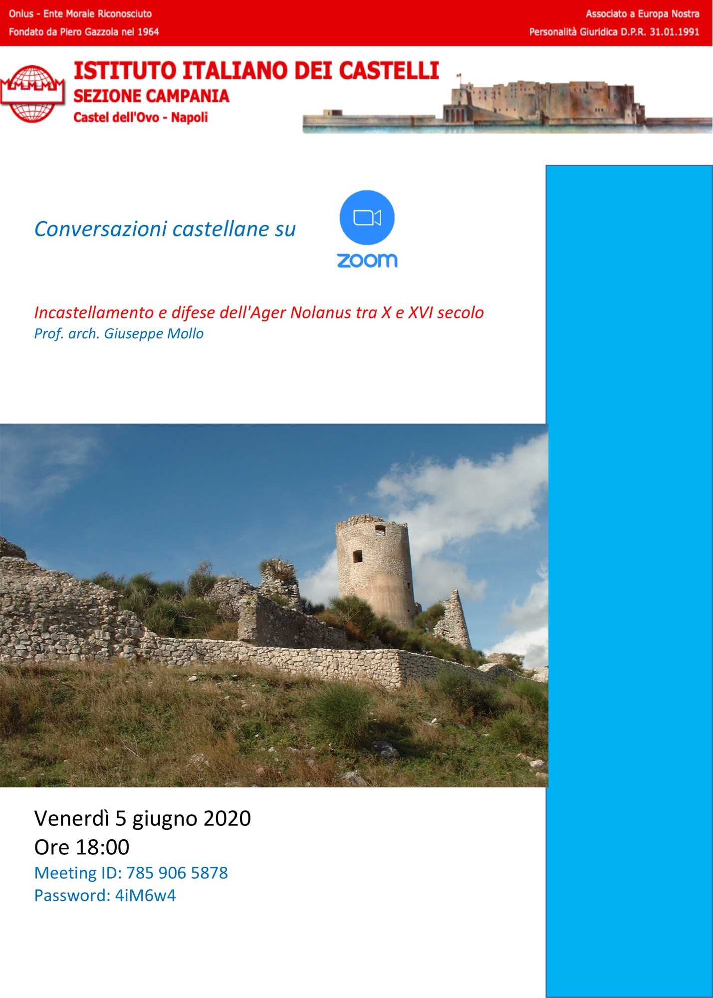 Sezione Campania – Conferenza Online “Incastellamento e difese dell’Ager Nolanus tra X e XVI secolo”