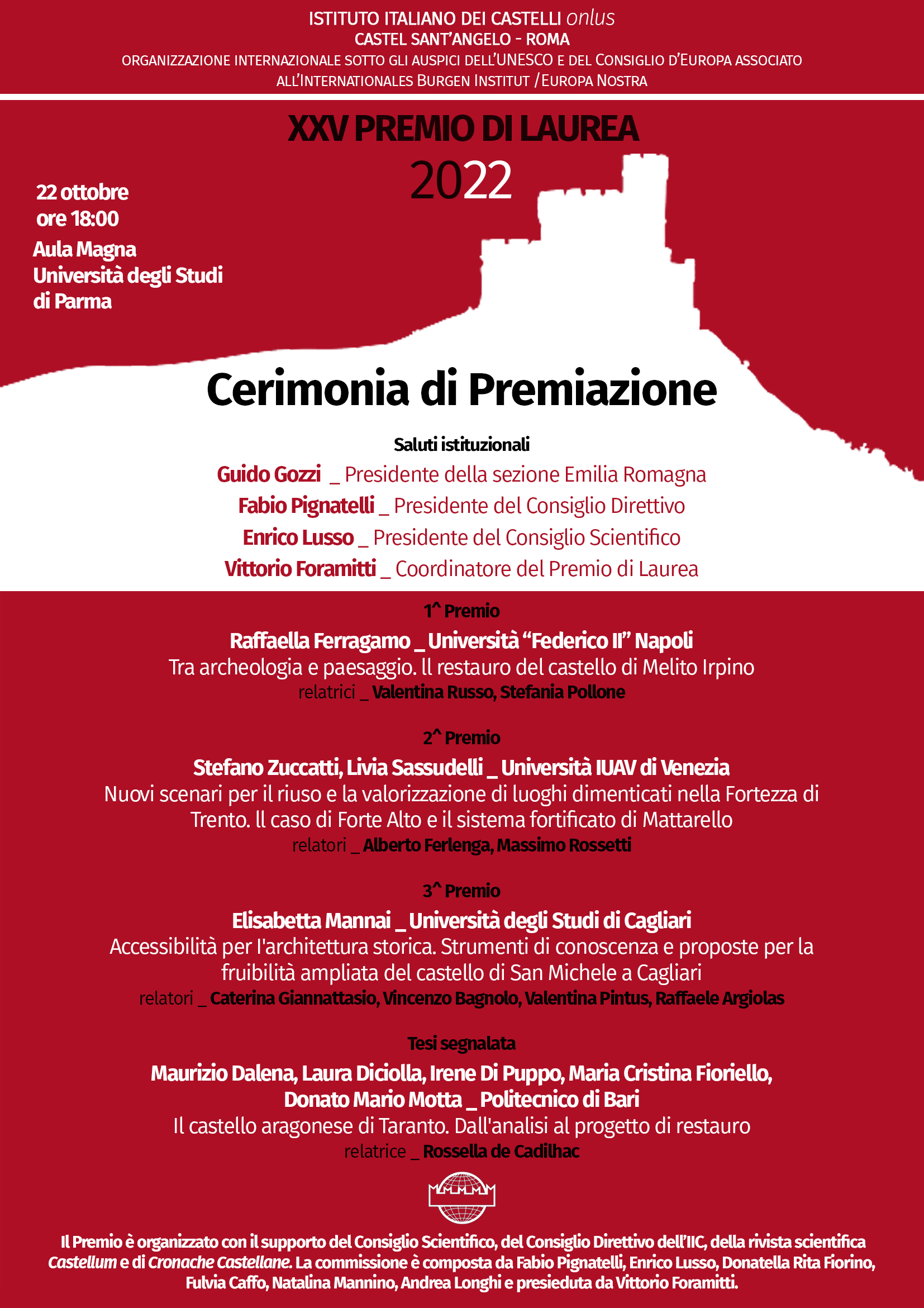 Cerimonia premiazione XXV Edizione Premio di laurea