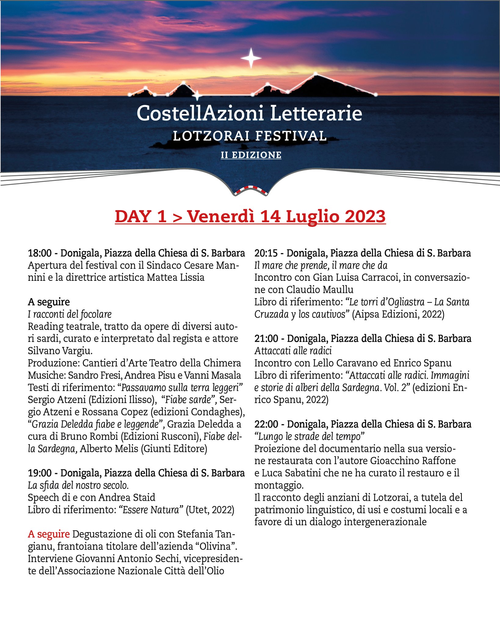 Festival CostellAzioni Letterarie 14-16 luglio -Lotzorai